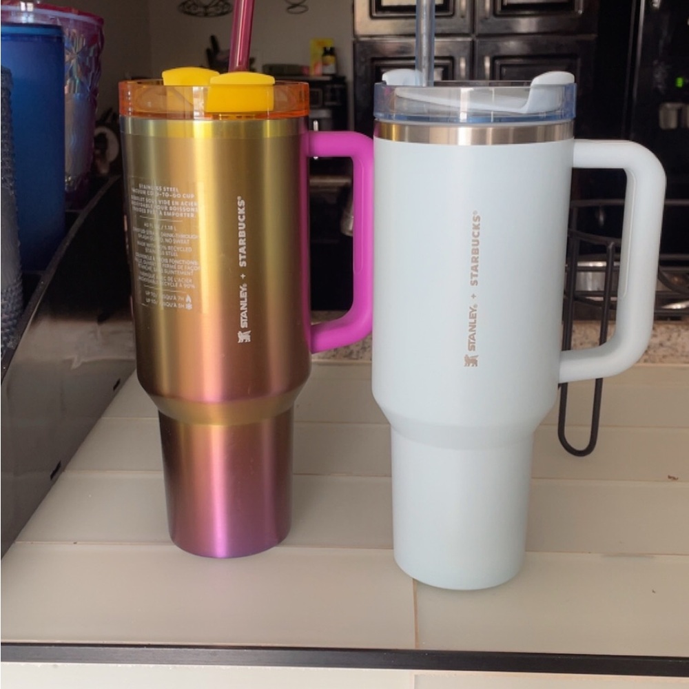 Starbucks Iridescent and Light Blue Tumblers